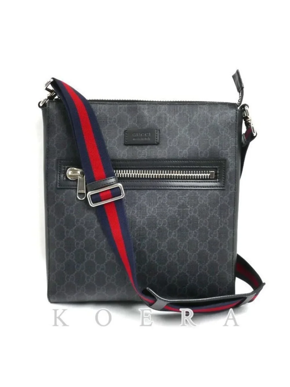 Gucci Messenger Shoulder Bag Black Gray Sherry Line